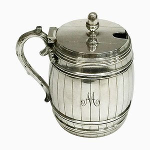 Dutch Silver Mustard Pot in the Shape of a Barrel, 1894-UCH-1224927