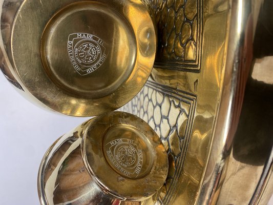 Dutch Smokers Table in Brass with Accessories from KMD-Daalderop, 1930s, Set of 5-WZZ-1279676