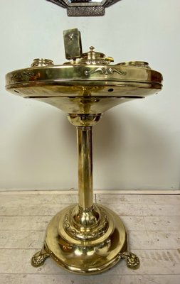 Dutch Smokers Table in Brass with Accessories from KMD-Daalderop, 1930s, Set of 5-WZZ-1279676