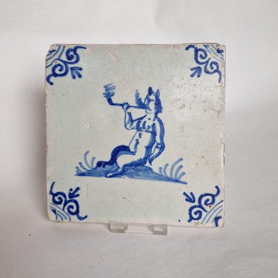 Dutch Smoking Satyr Tile from Delft, 1630s-BXK-2026851