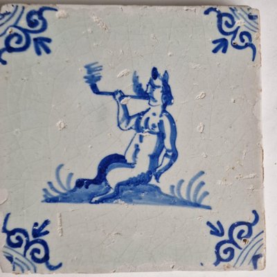 Dutch Smoking Satyr Tile from Delft, 1630s-BXK-2026851