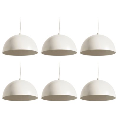 Dutch Space Age White Metal Pendant Lights from Raak, 1960s, Set of 6-KL-620190