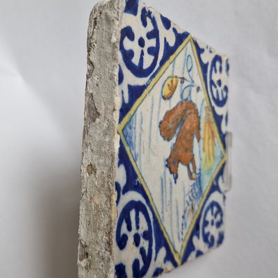 Dutch Square Tile Squirl Tile from Delft, 1600s-BXK-2026757