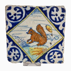 Dutch Square Tile Squirl Tile from Delft, 1600s-BXK-2026757