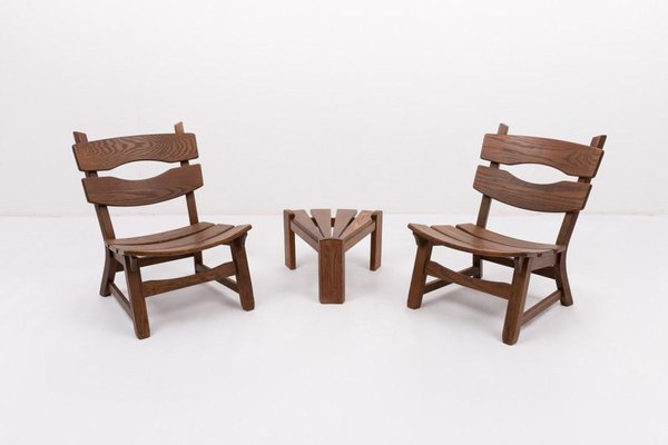 Dutch Stained Oak Chairs by Dittmann & Co. for Awa, 1970s, Set of 5-KMC-1740030