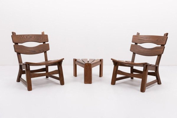 Dutch Stained Oak Chairs by Dittmann & Co. for Awa, 1970s, Set of 5-KMC-1740030