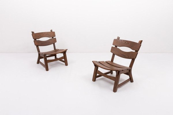 Dutch Stained Oak Chairs by Dittmann & Co. for Awa, 1970s, Set of 5-KMC-1740030