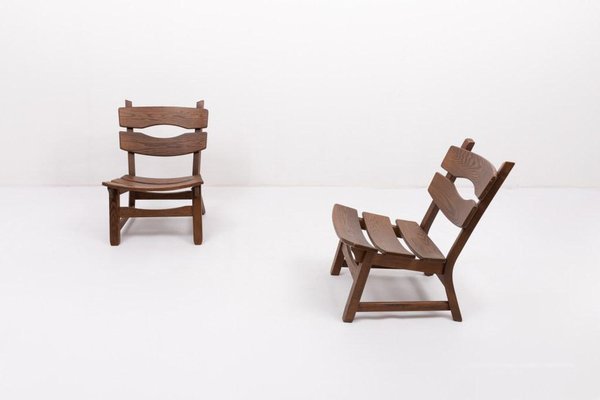 Dutch Stained Oak Chairs by Dittmann & Co. for Awa, 1970s, Set of 5-KMC-1740030