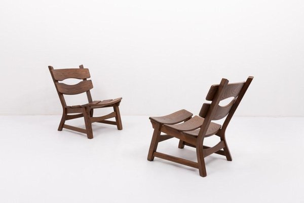 Dutch Stained Oak Chairs by Dittmann & Co. for Awa, 1970s, Set of 5-KMC-1740030