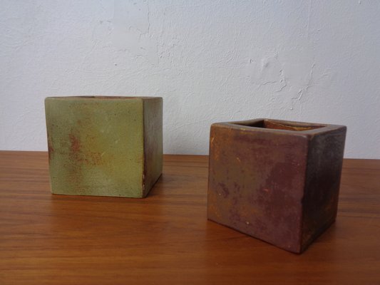 Dutch Studio Cube Ceramic Vases by Mobach, 1960s, Set of 2-RDW-1778421