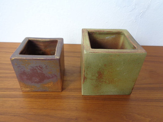 Dutch Studio Cube Ceramic Vases by Mobach, 1960s, Set of 2