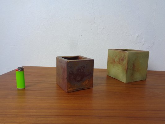 Dutch Studio Cube Ceramic Vases by Mobach, 1960s, Set of 2-RDW-1778421