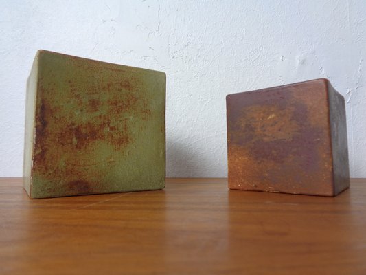 Dutch Studio Cube Ceramic Vases by Mobach, 1960s, Set of 2-RDW-1778421