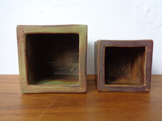 Dutch Studio Cube Ceramic Vases by Mobach, 1960s, Set of 2-RDW-1778421