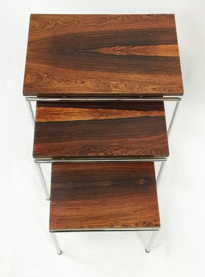 Dutch Veneered Wood and Chrome Nesting Tables, 1960s, Set of 3-UCH-1224901