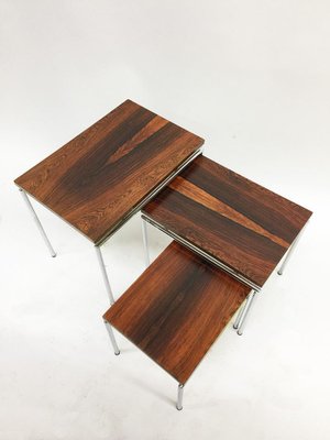 Dutch Veneered Wood and Chrome Nesting Tables, 1960s, Set of 3-UCH-1224901