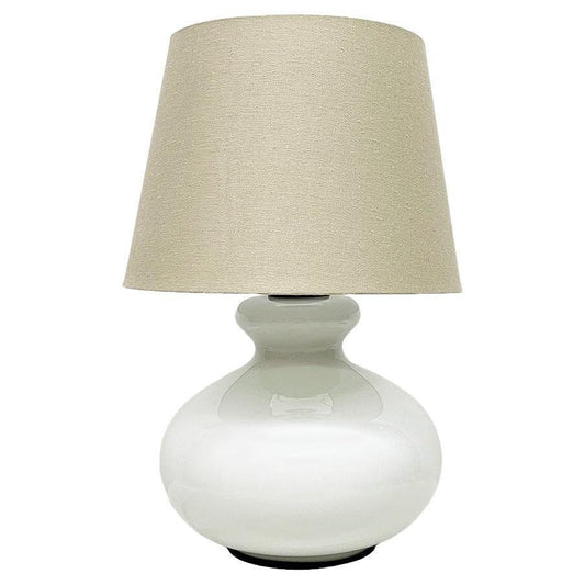 Dutch White Glass Table Lamp by Dijkstra, 1970s