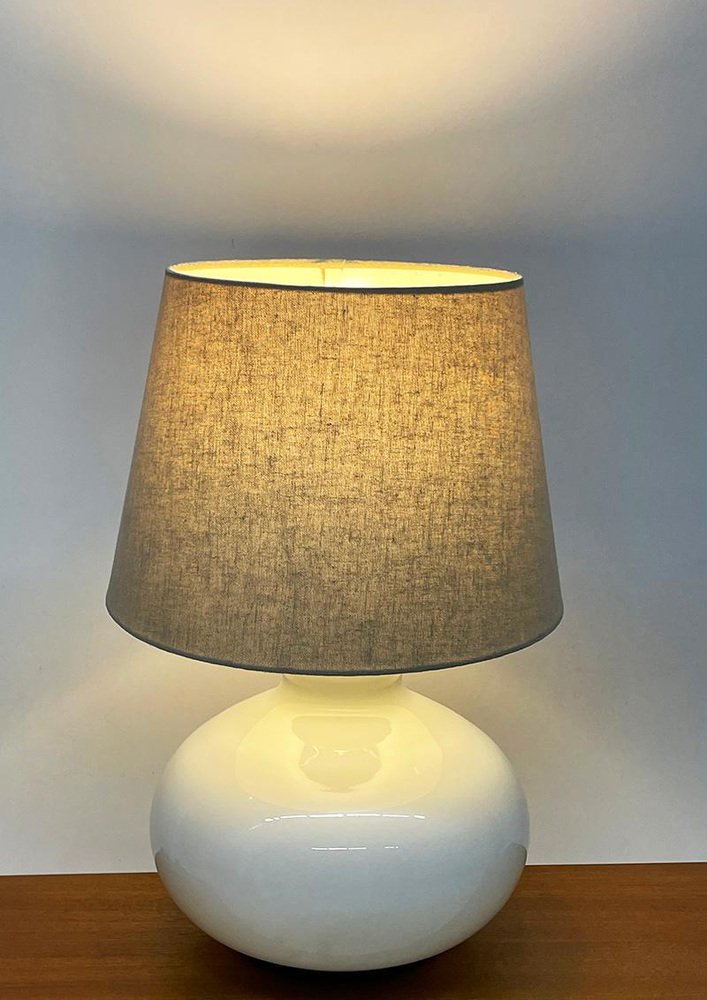 Dutch White Glass Table Lamp by Dijkstra, 1970s