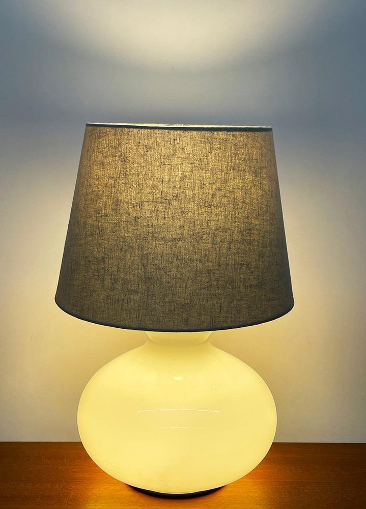 Dutch White Glass Table Lamp by Dijkstra, 1970s