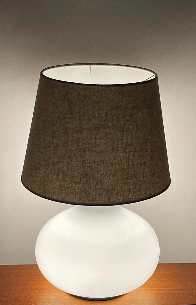 Dutch White Glass Table Lamp by Dijkstra, 1970s