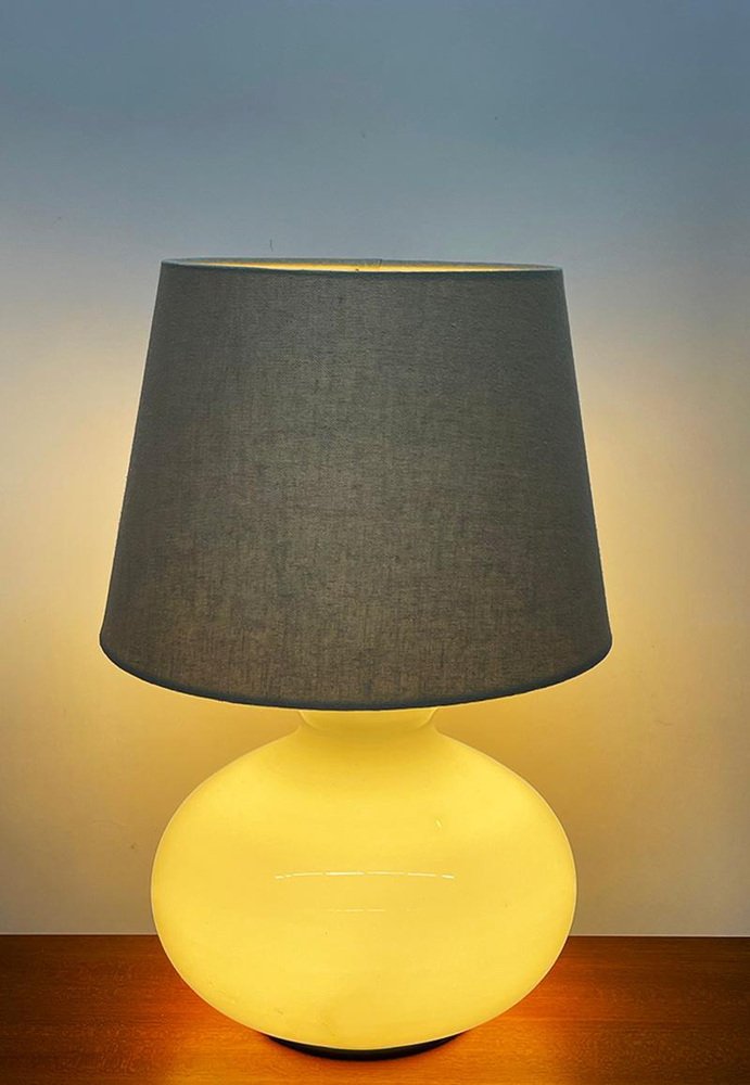 Dutch White Glass Table Lamp by Dijkstra, 1970s