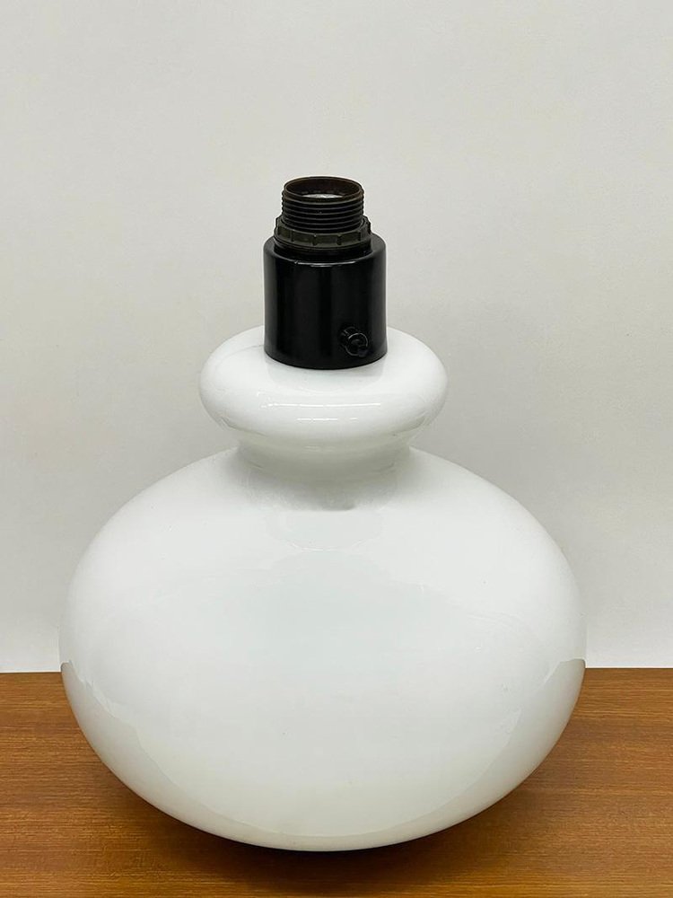 Dutch White Glass Table Lamp by Dijkstra, 1970s