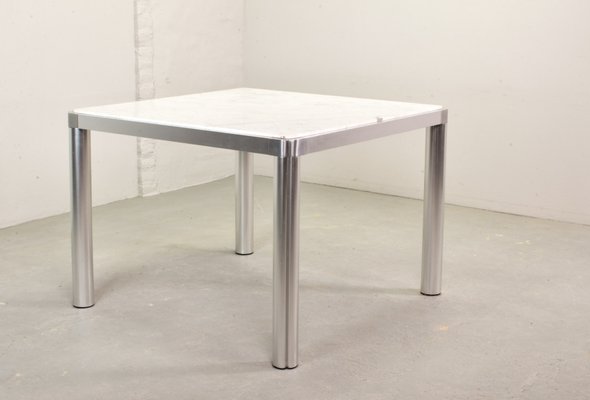 Dutch White Marble and Aluminium Model 100 Dining Table by Kho Liang Ie & Wim Crouwel for Artifort, The Netherlands, 1970s-IXC-834041