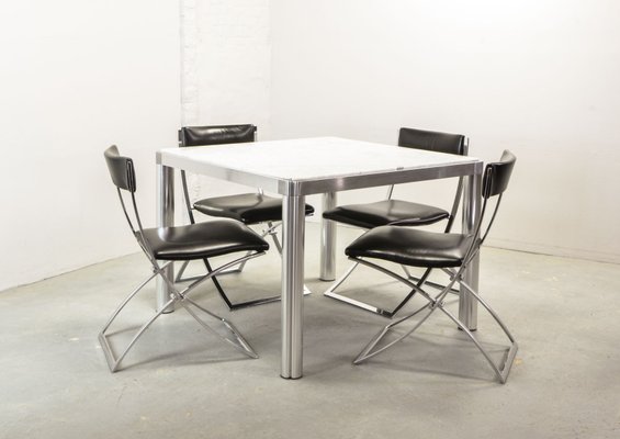 Dutch White Marble and Aluminium Model 100 Dining Table by Kho Liang Ie & Wim Crouwel for Artifort, The Netherlands, 1970s-IXC-834041