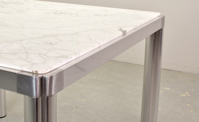 Dutch White Marble and Aluminium Model 100 Dining Table by Kho Liang Ie & Wim Crouwel for Artifort, The Netherlands, 1970s-IXC-834041