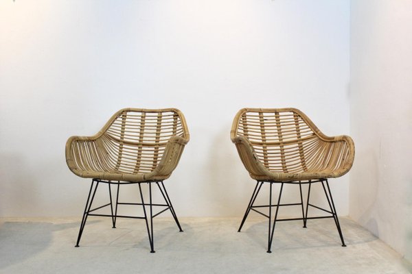 Dutch Wicker & Steel Chairs, Set of 2-MO-741469