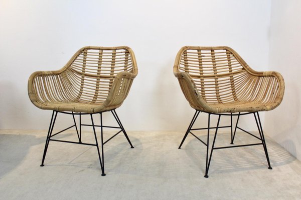 Dutch Wicker & Steel Chairs, Set of 2-MO-741469