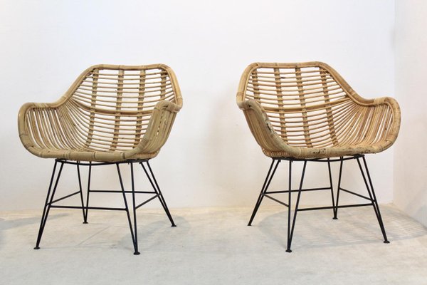 Dutch Wicker & Steel Chairs, Set of 2-MO-741469