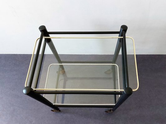 Dutch Wood and Glass Serving Trolley from Coja, 1960s-NV-1343594