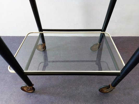 Dutch Wood and Glass Serving Trolley from Coja, 1960s-NV-1343594