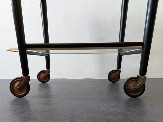 Dutch Wood and Glass Serving Trolley from Coja, 1960s-NV-1343594