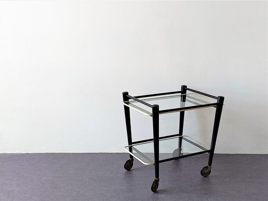 Dutch Wood and Glass Serving Trolley from Coja, 1960s-NV-1343594