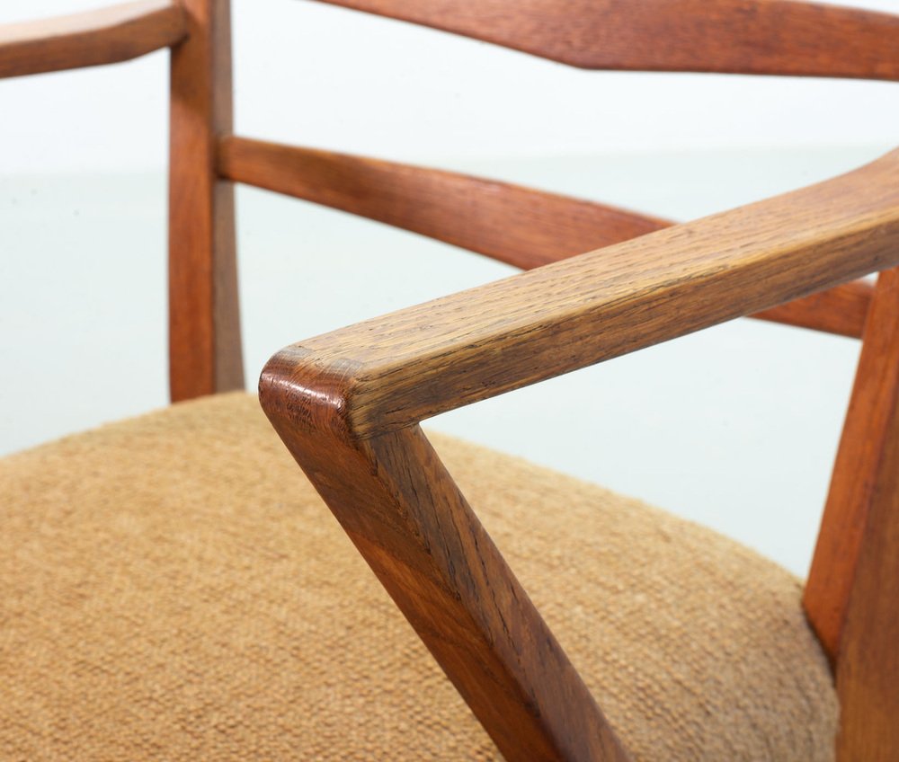 Dutch Wooden Ladder Armchairs with Bouclé Fabric by Cees Braakman, Netherlands, 1950s, Set of 2