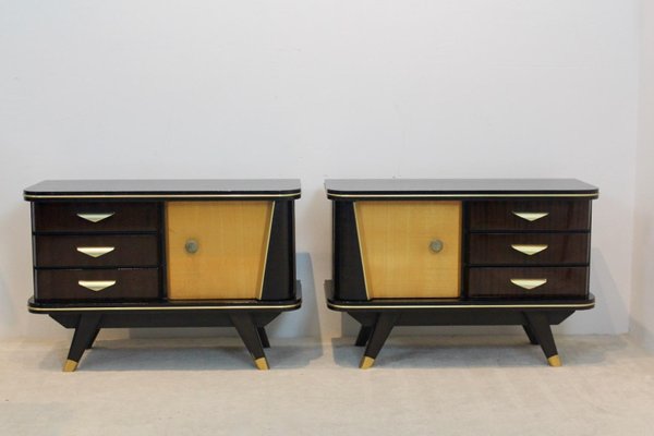 Dutch Wooden Nightstands, 1950s, Set of 2-MO-1005756