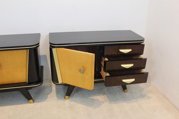 Dutch Wooden Nightstands, 1950s, Set of 2-MO-1005756