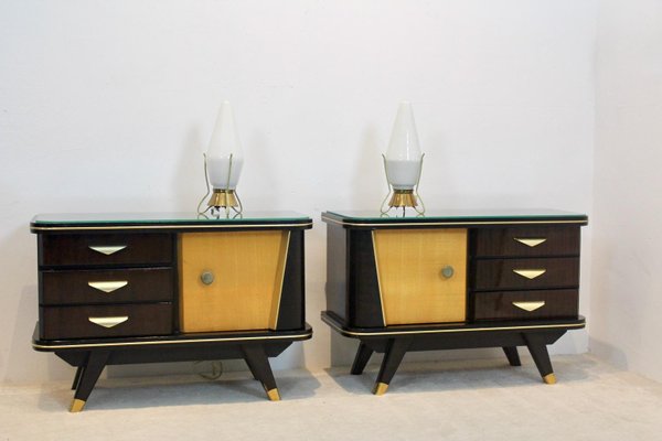 Dutch Wooden Nightstands, 1950s, Set of 2-MO-1005756