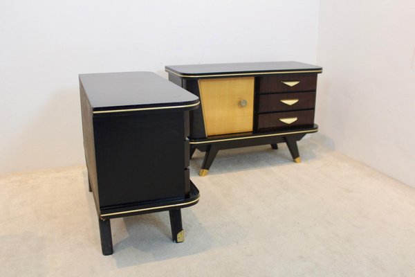 Dutch Wooden Nightstands, 1950s, Set of 2-MO-1005756