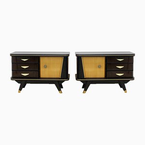 Dutch Wooden Nightstands, 1950s, Set of 2-MO-1005756