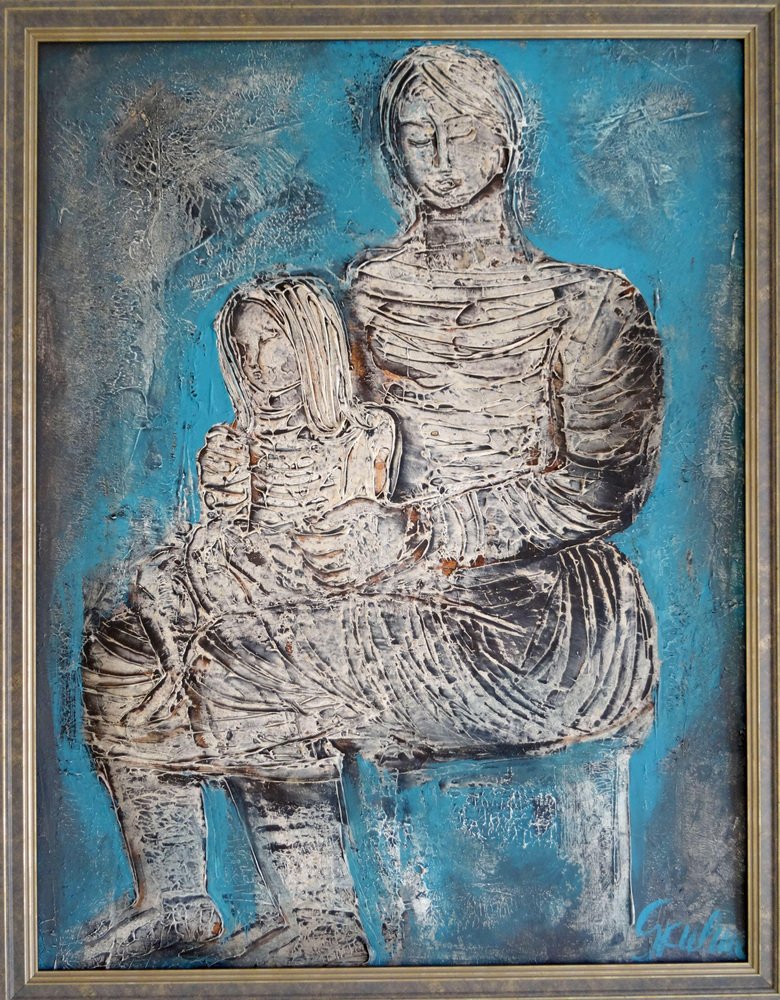 Dzemma Skulme, Mother with Child, 1975, Oil on Cardboard