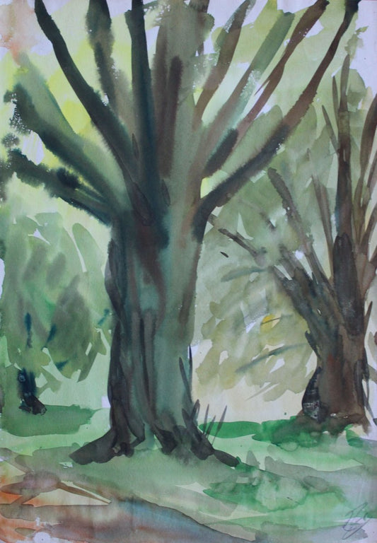 Dzidra Ezergaile, In the Park, Watercolor, 1960s