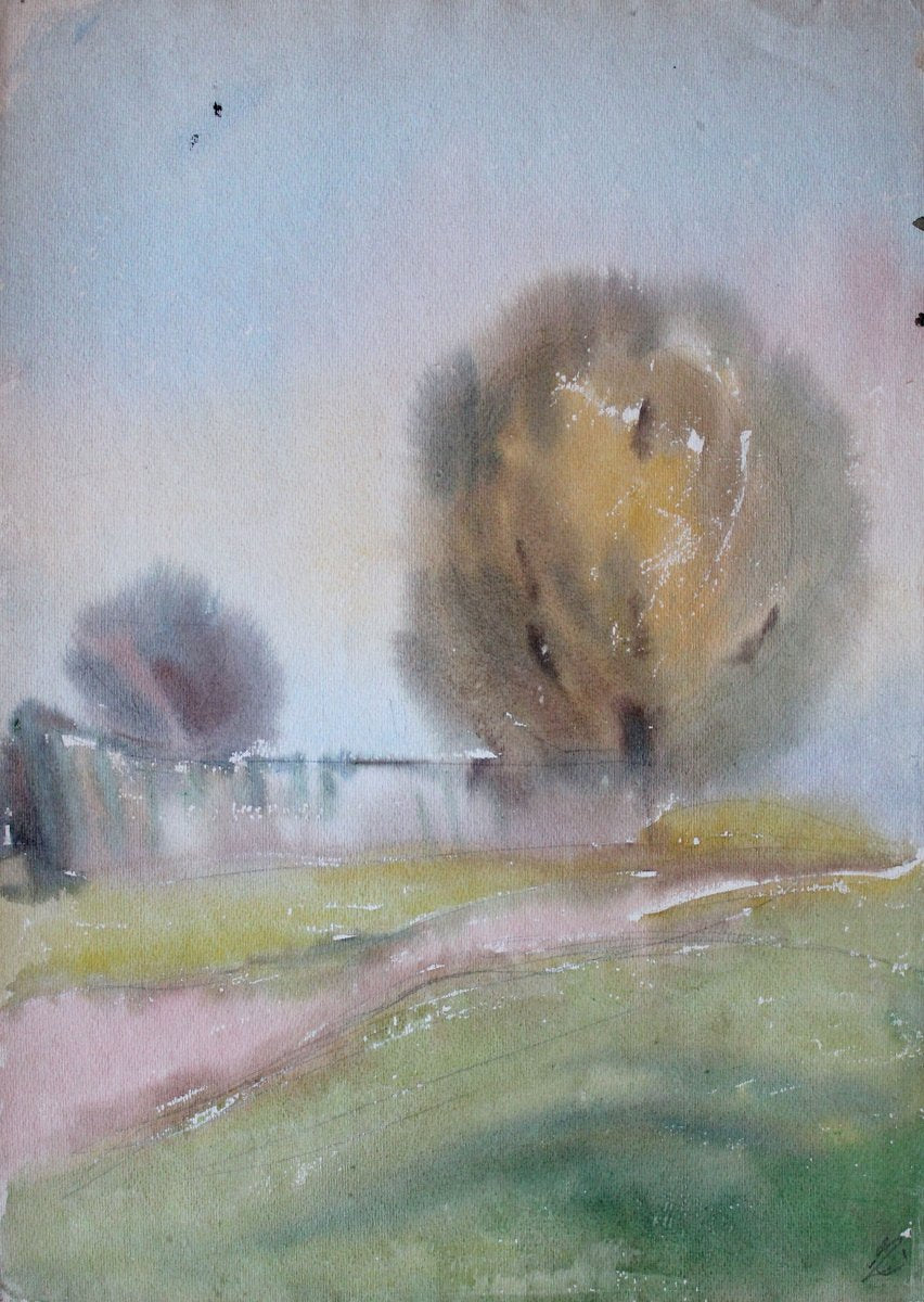 Dzidra Ezergaile, Landscape, Watercolor, 1970s