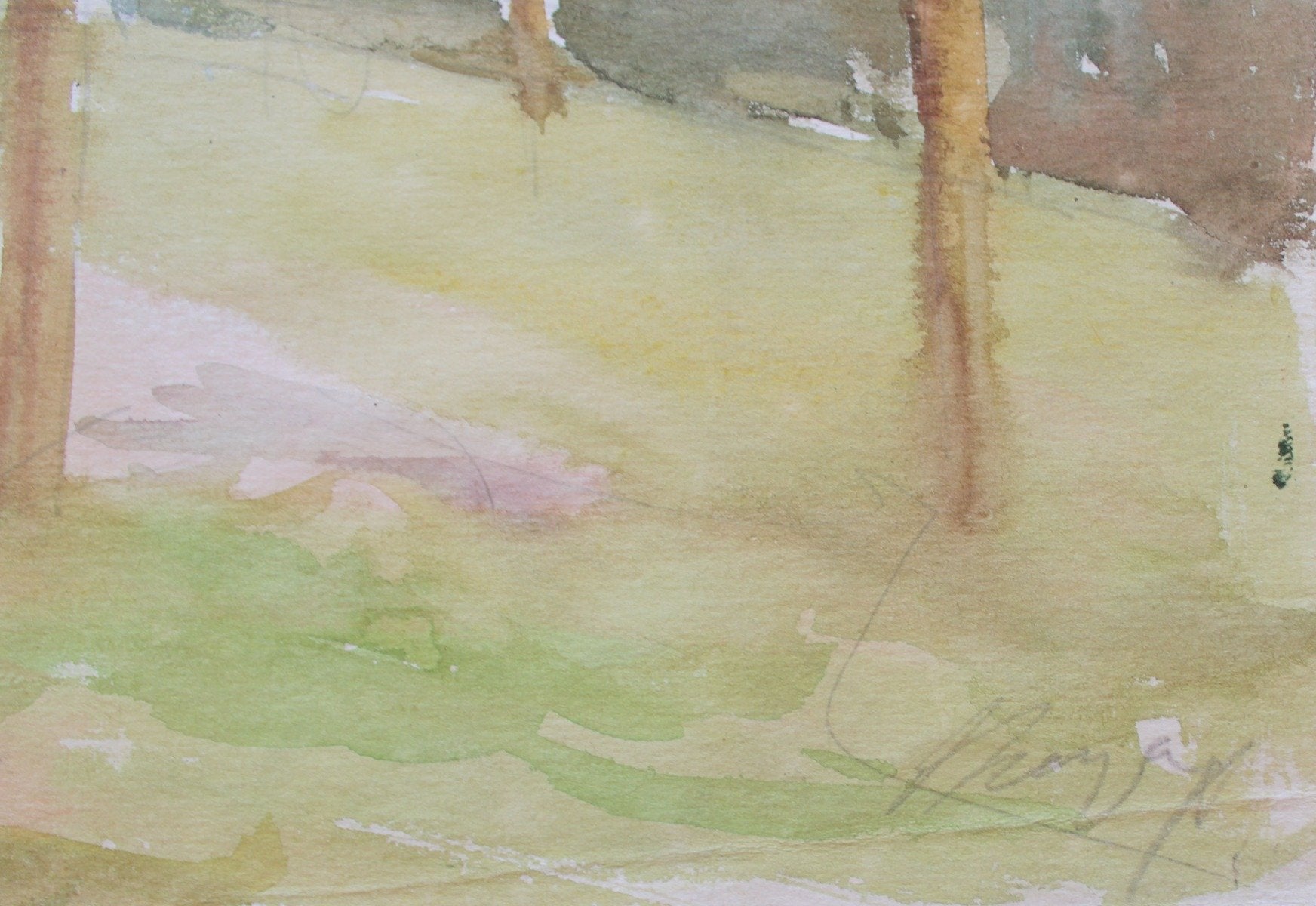 Dzidra Ezergaile, Rural Landscape, Watercolor, 1970s