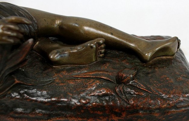 E. Drouot, Rêverie au bord du Lac, Bronze Sculpture, 1900-RVK-953935