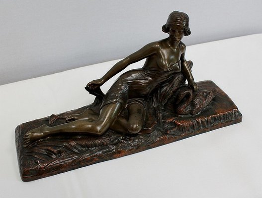 E. Drouot, Rêverie au bord du Lac, Bronze Sculpture, 1900-RVK-953935