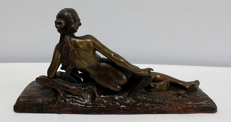 E. Drouot, Rêverie au bord du Lac, Bronze Sculpture, 1900-RVK-953935