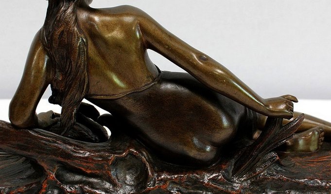 E. Drouot, Rêverie au bord du Lac, Bronze Sculpture, 1900-RVK-953935